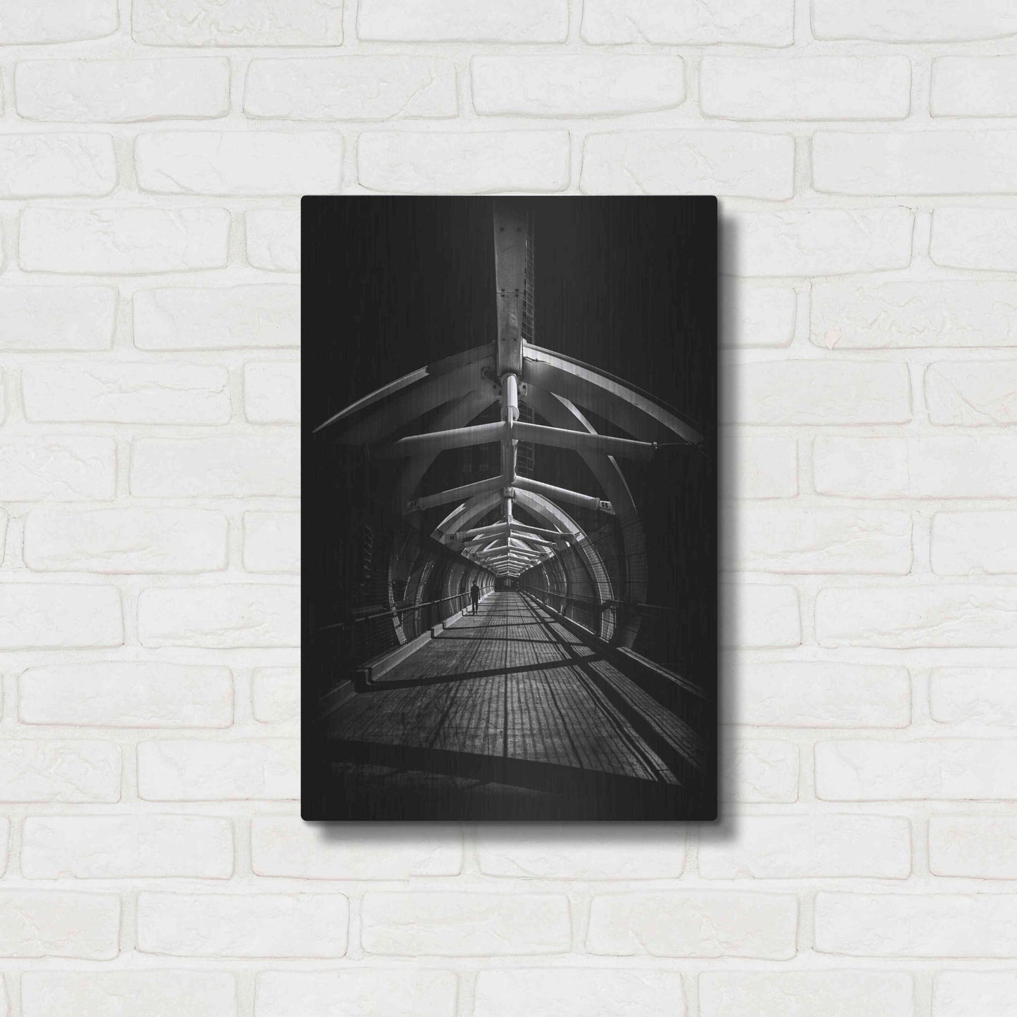 Luxe Metal Art 'Puente de Luz Pedestrian Bridge No 1' by Brian Carson, Metal Wall Art,16x24