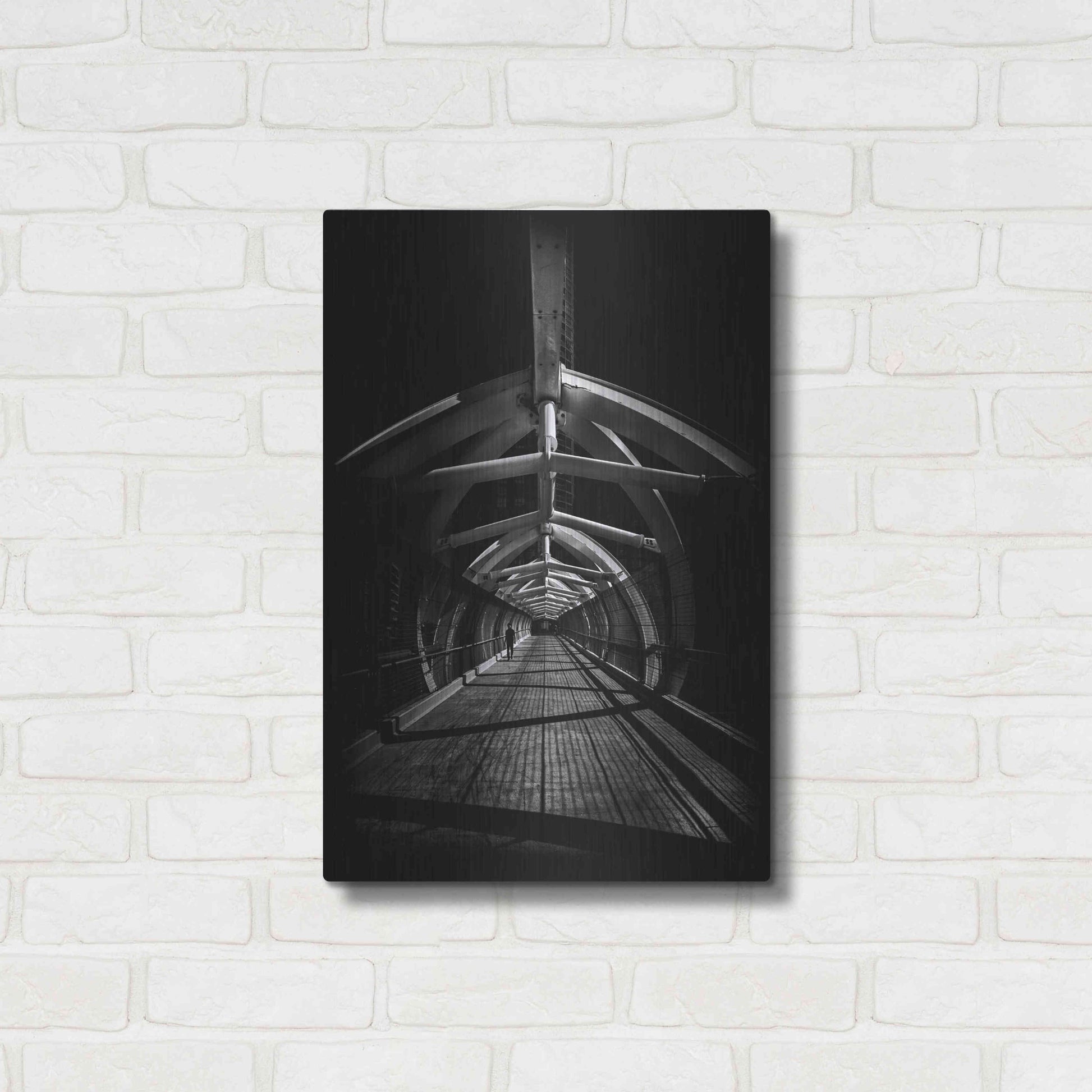 Luxe Metal Art 'Puente de Luz Pedestrian Bridge No 1' by Brian Carson, Metal Wall Art,16x24
