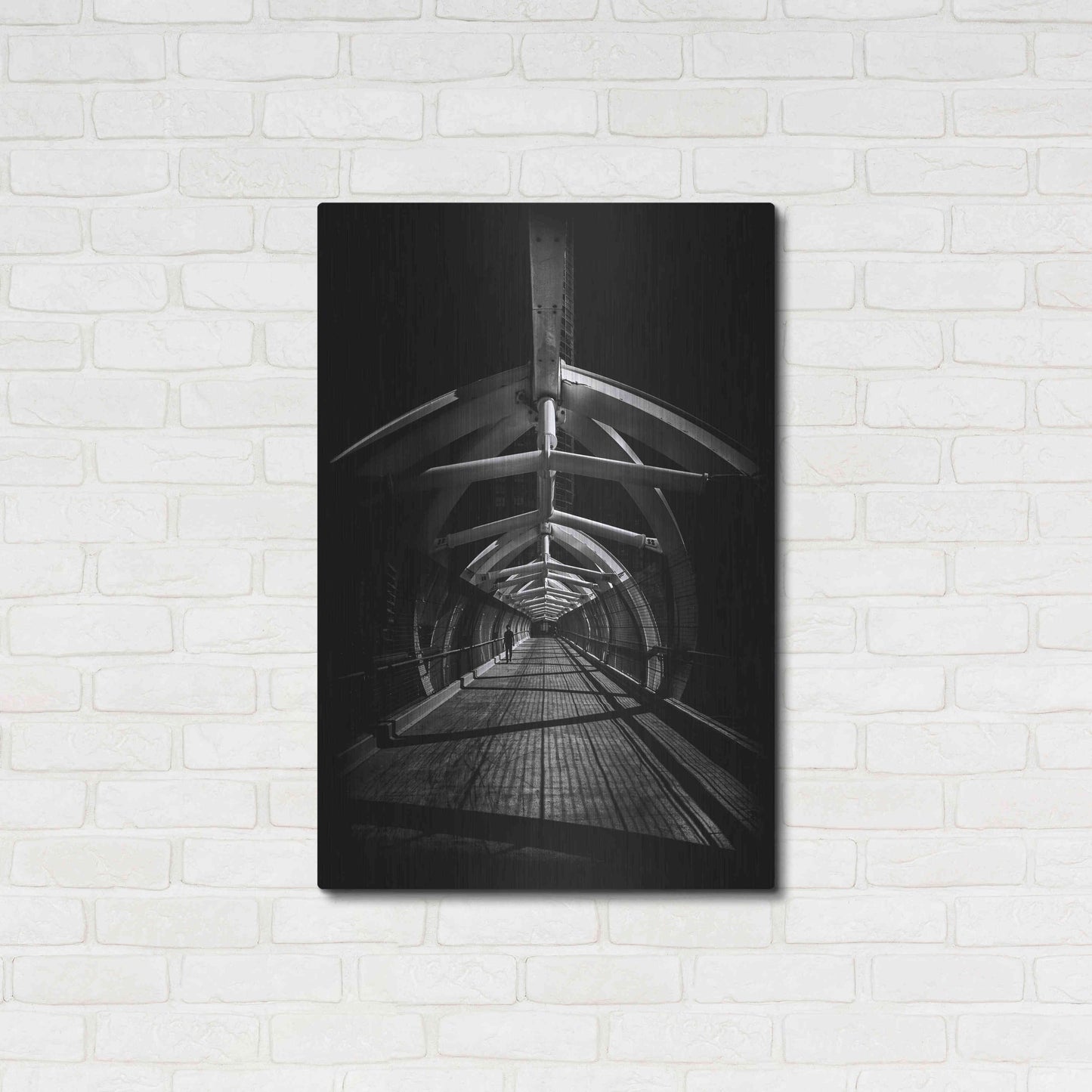 Luxe Metal Art 'Puente de Luz Pedestrian Bridge No 1' by Brian Carson, Metal Wall Art,24x36