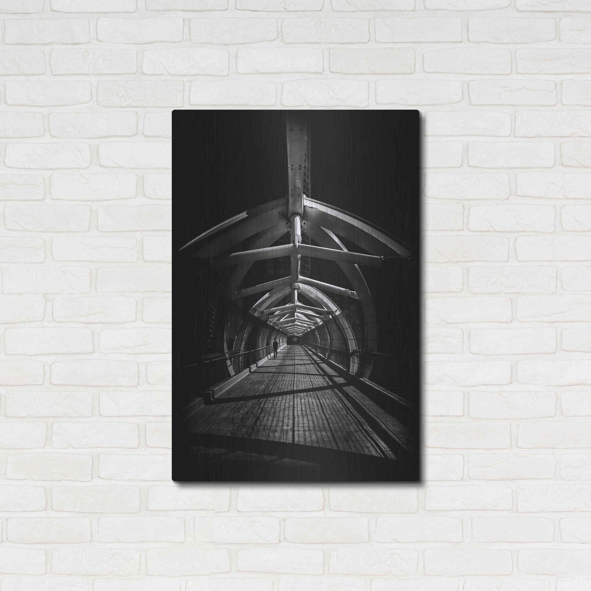 Luxe Metal Art 'Puente de Luz Pedestrian Bridge No 1' by Brian Carson, Metal Wall Art,24x36
