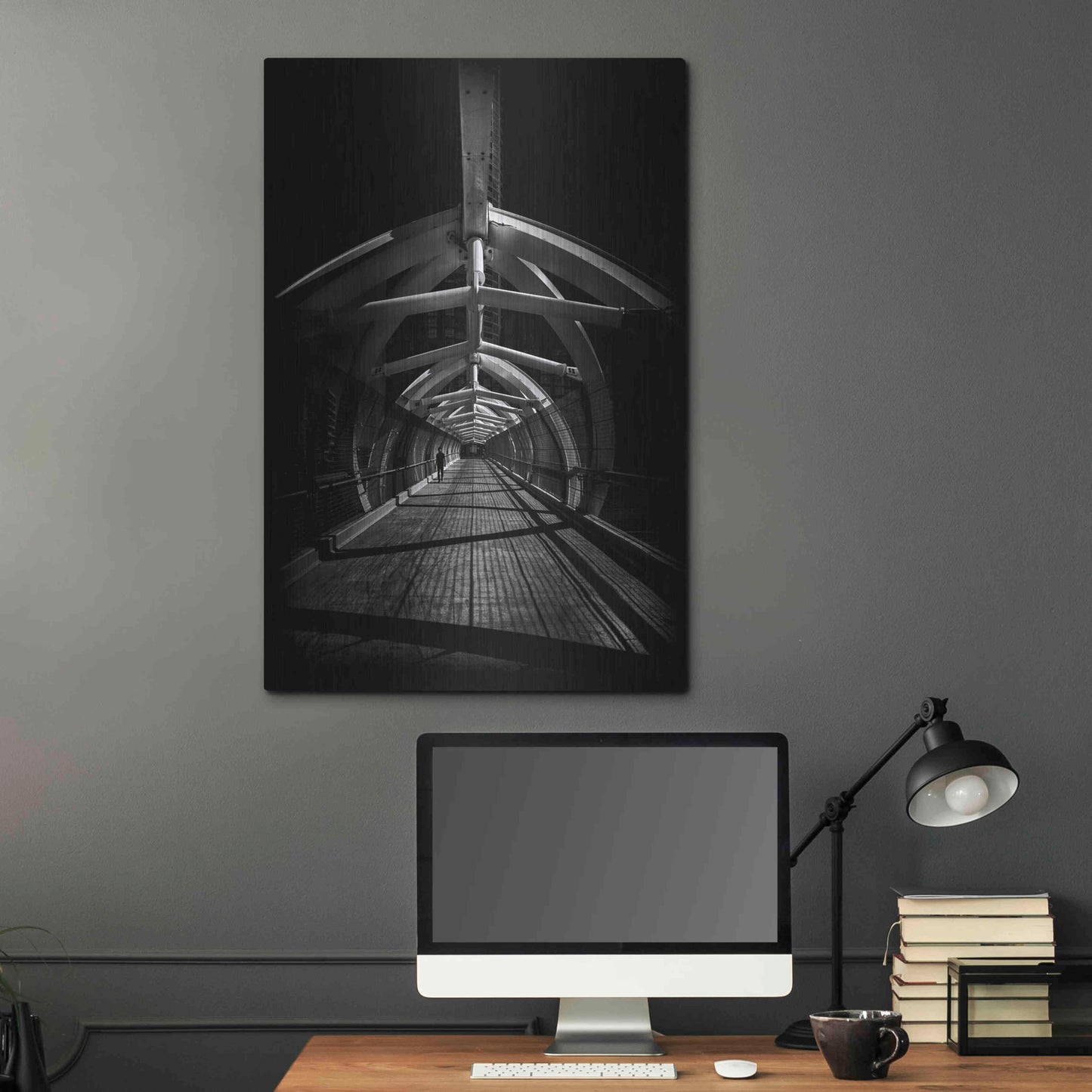 Luxe Metal Art 'Puente de Luz Pedestrian Bridge No 1' by Brian Carson, Metal Wall Art,24x36