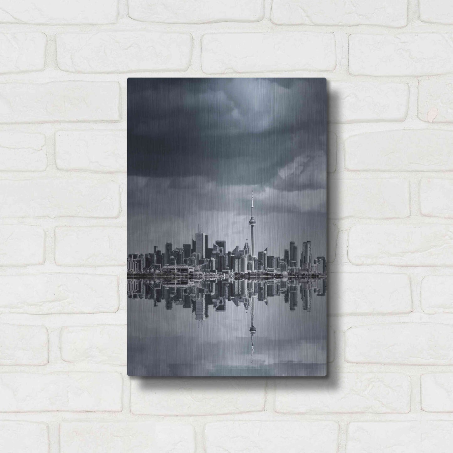 Luxe Metal Art 'Toronto Skyline From Colonel Samuel Smith Park Reflection No 1' by Brian Carson, Metal Wall Art,12x16