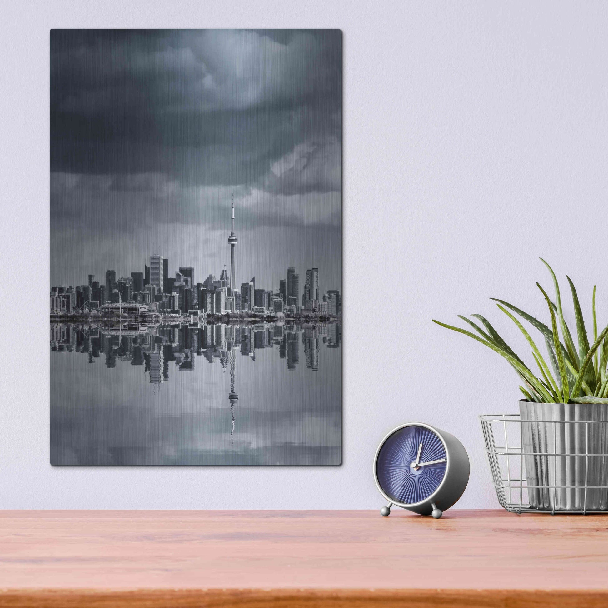 Luxe Metal Art 'Toronto Skyline From Colonel Samuel Smith Park Reflection No 1' by Brian Carson, Metal Wall Art,12x16