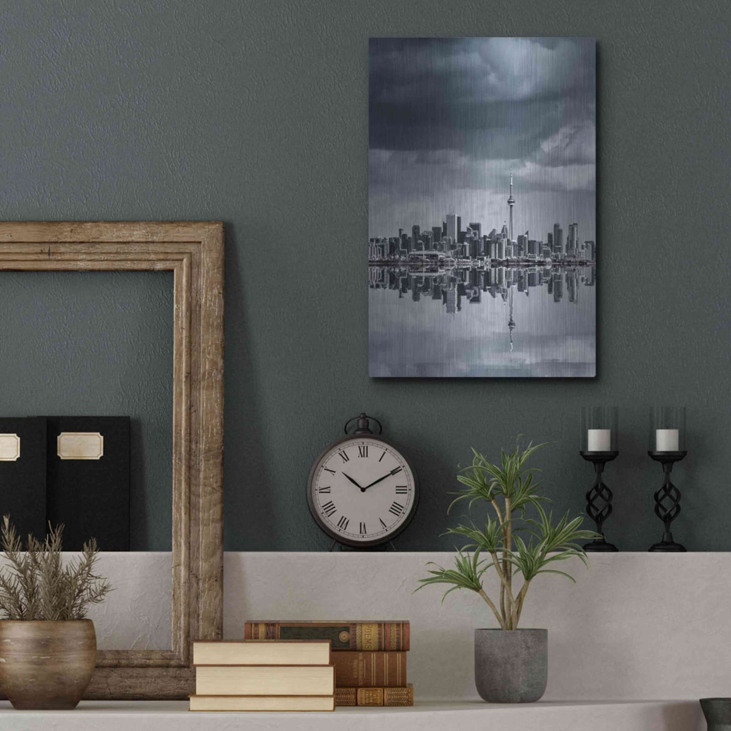 Luxe Metal Art 'Toronto Skyline From Colonel Samuel Smith Park Reflection No 1' by Brian Carson, Metal Wall Art,12x16