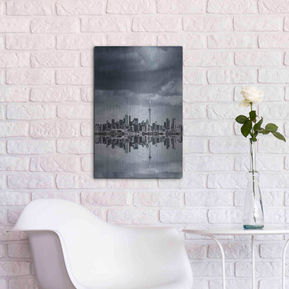 Luxe Metal Art 'Toronto Skyline From Colonel Samuel Smith Park Reflection No 1' by Brian Carson, Metal Wall Art,16x24