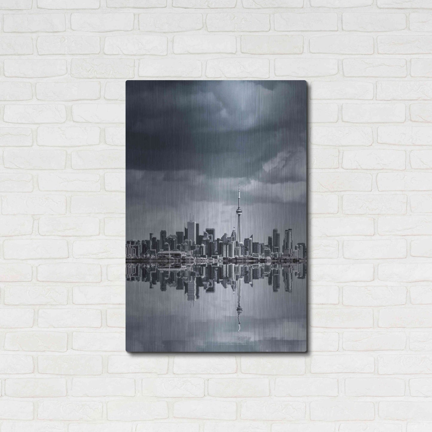 Luxe Metal Art 'Toronto Skyline From Colonel Samuel Smith Park Reflection No 1' by Brian Carson, Metal Wall Art,24x36