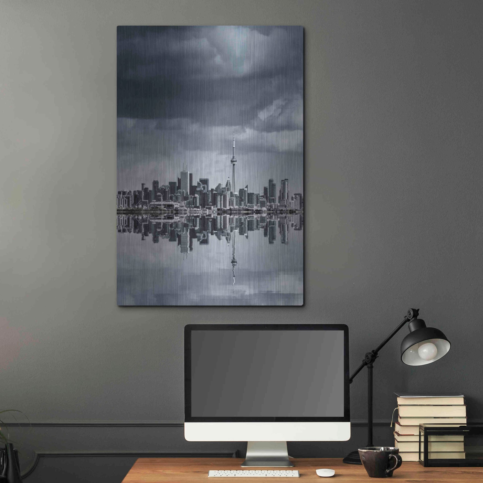 Luxe Metal Art 'Toronto Skyline From Colonel Samuel Smith Park Reflection No 1' by Brian Carson, Metal Wall Art,24x36