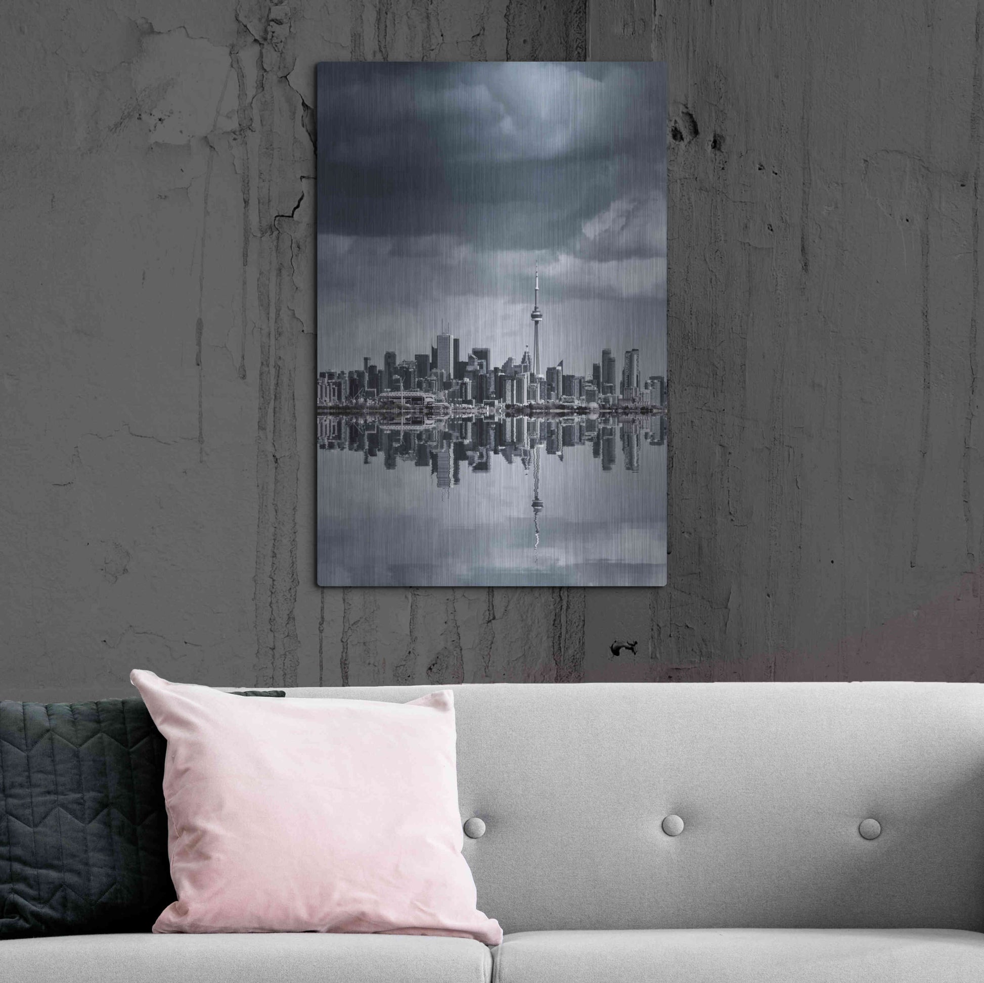 Luxe Metal Art 'Toronto Skyline From Colonel Samuel Smith Park Reflection No 1' by Brian Carson, Metal Wall Art,24x36