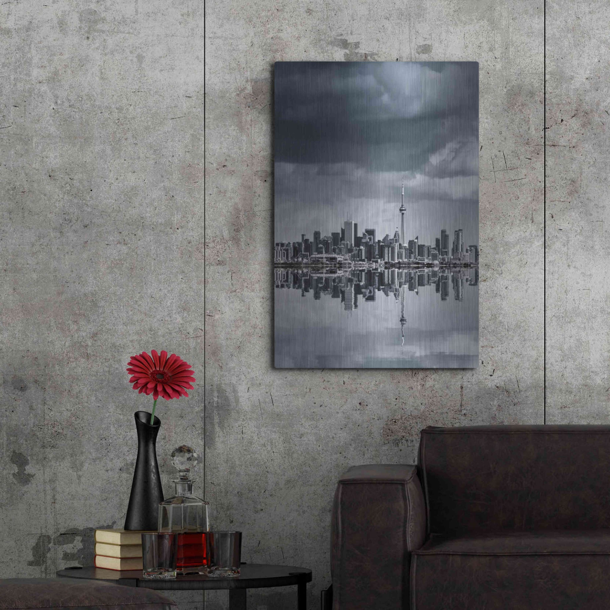 Luxe Metal Art 'Toronto Skyline From Colonel Samuel Smith Park Reflection No 1' by Brian Carson, Metal Wall Art,24x36