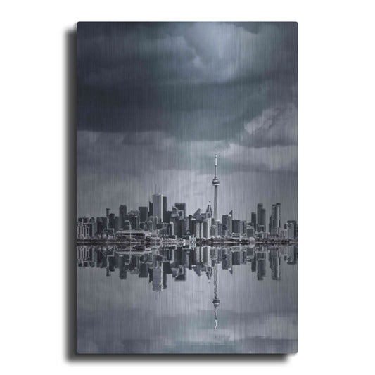 Luxe Metal Art 'Toronto Skyline From Colonel Samuel Smith Park Reflection No 1' by Brian Carson, Metal Wall Art