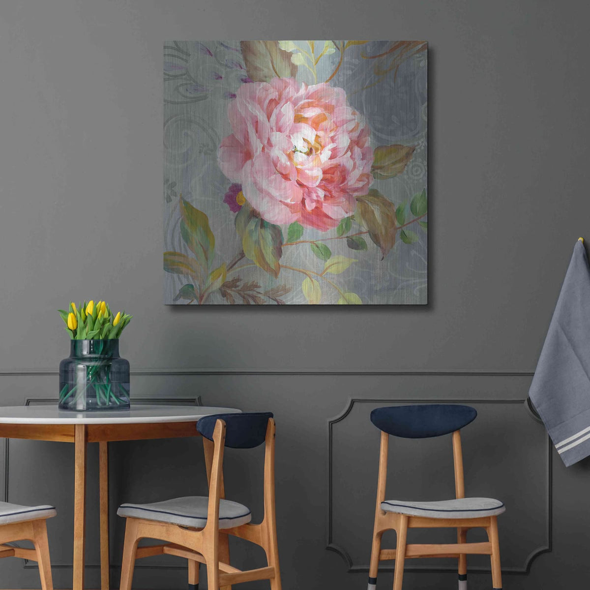 'Peonies and Paisley II' by Danhui Nai – Metal Wall Art, 36x36 room view