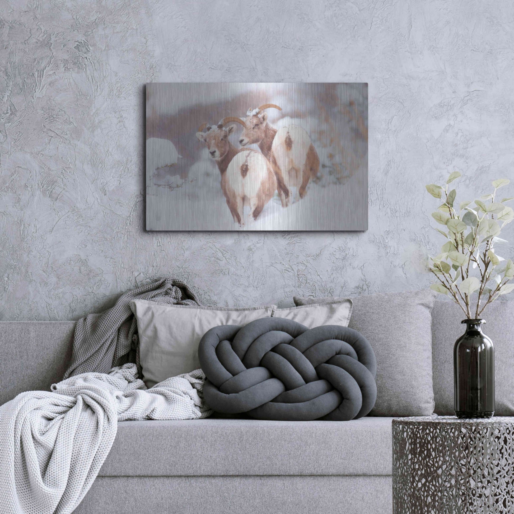 Luxe Metal Art 'Bighorns Two' by Thomas Haney, Metal Wall Art,36x24