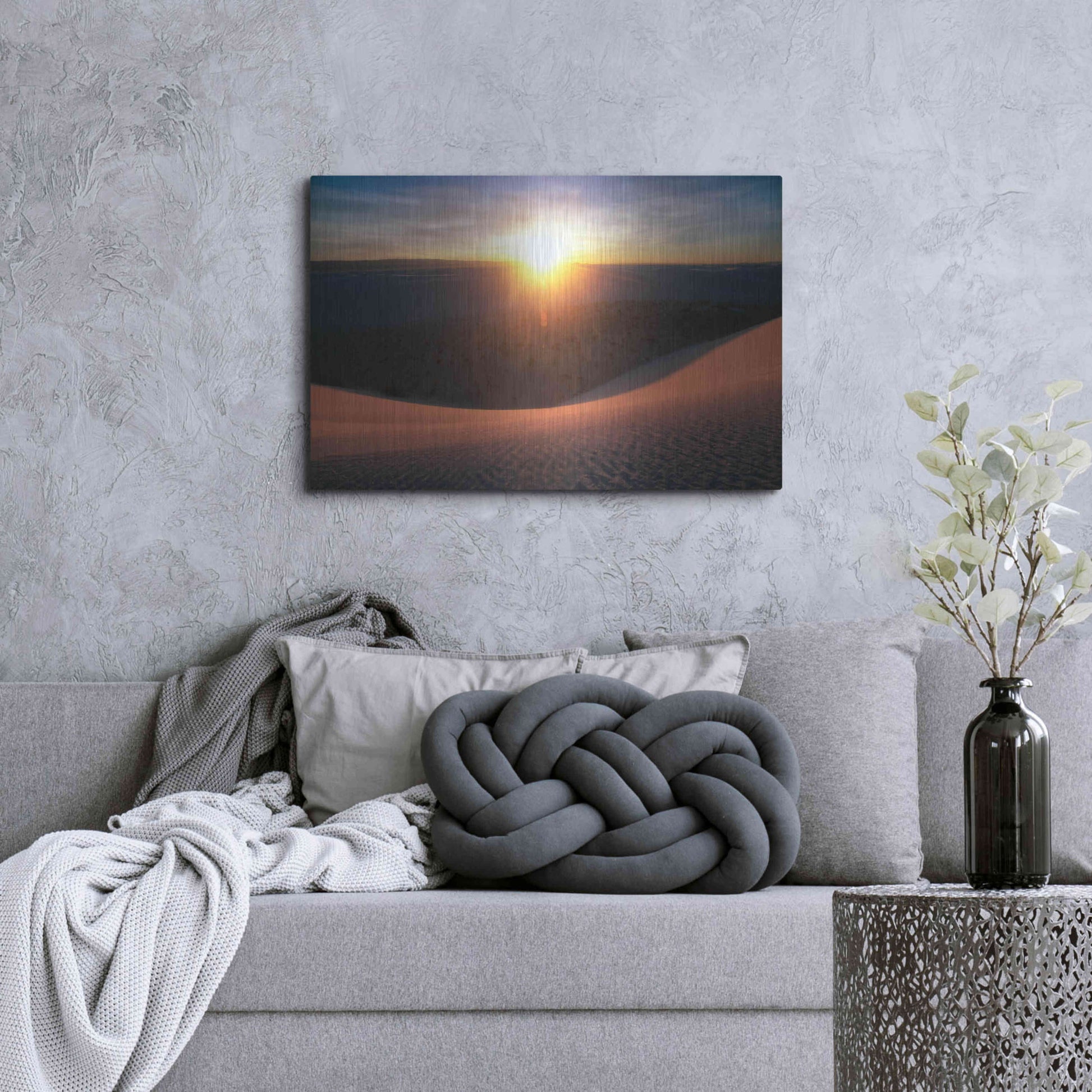 Luxe Metal Art 'Curved Dune Spot Removed' by Thomas Haney, Metal Wall Art,36x24