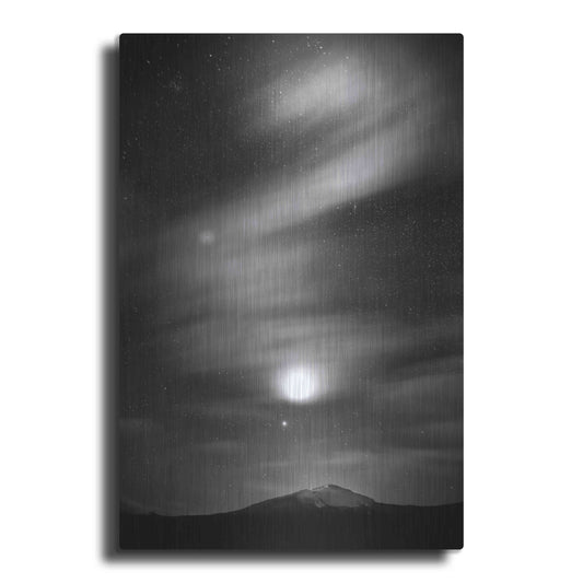 Luxe Metal Art 'Diamond Lake Moon Streak B&W' by Thomas Haney, Metal Wall Art