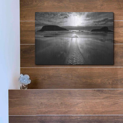 Luxe Metal Art 'Harris Stream 1 B&W' by Thomas Haney, Metal Wall Art,16x12