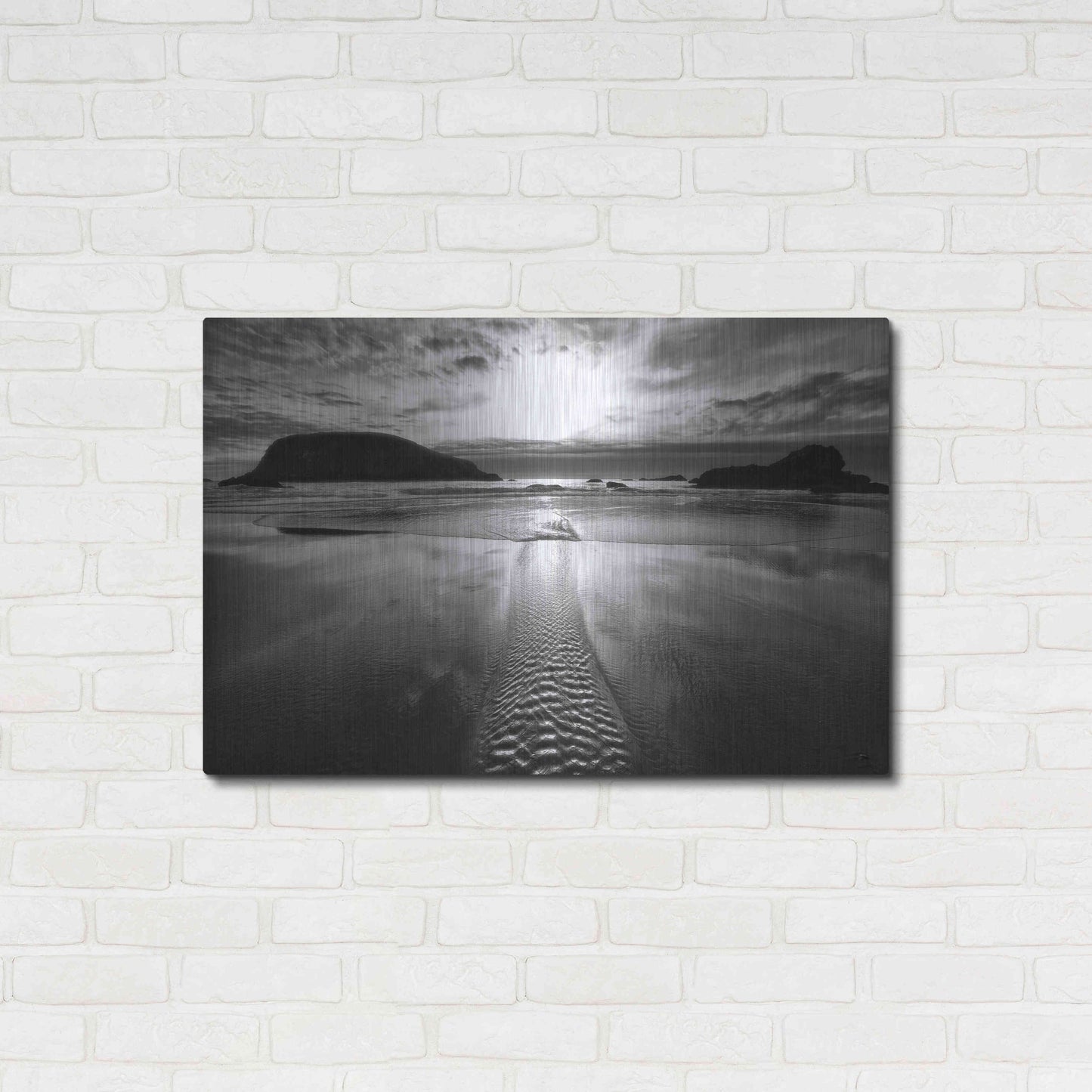 Luxe Metal Art 'Harris Stream 1 B&W' by Thomas Haney, Metal Wall Art,36x24