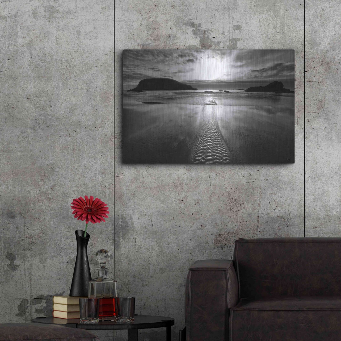 Luxe Metal Art 'Harris Stream 1 B&W' by Thomas Haney, Metal Wall Art,36x24