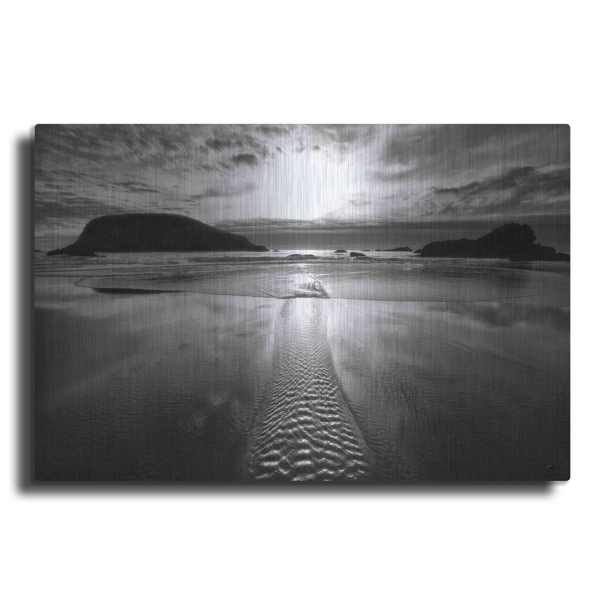 Luxe Metal Art 'Harris Stream 1 B&W' by Thomas Haney, Metal Wall Art