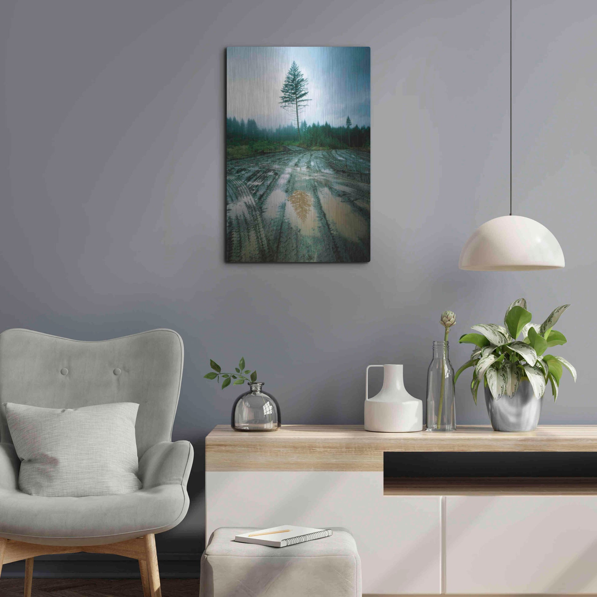 Luxe Metal Art 'Lonefir' by Thomas Haney, Metal Wall Art,16x24