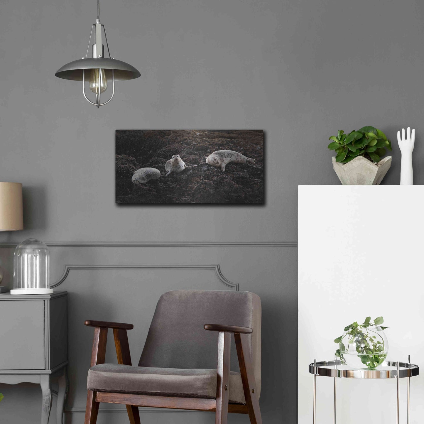 Luxe Metal Art 'Lounging Seals' by Thomas Haney, Metal Wall Art,24x12