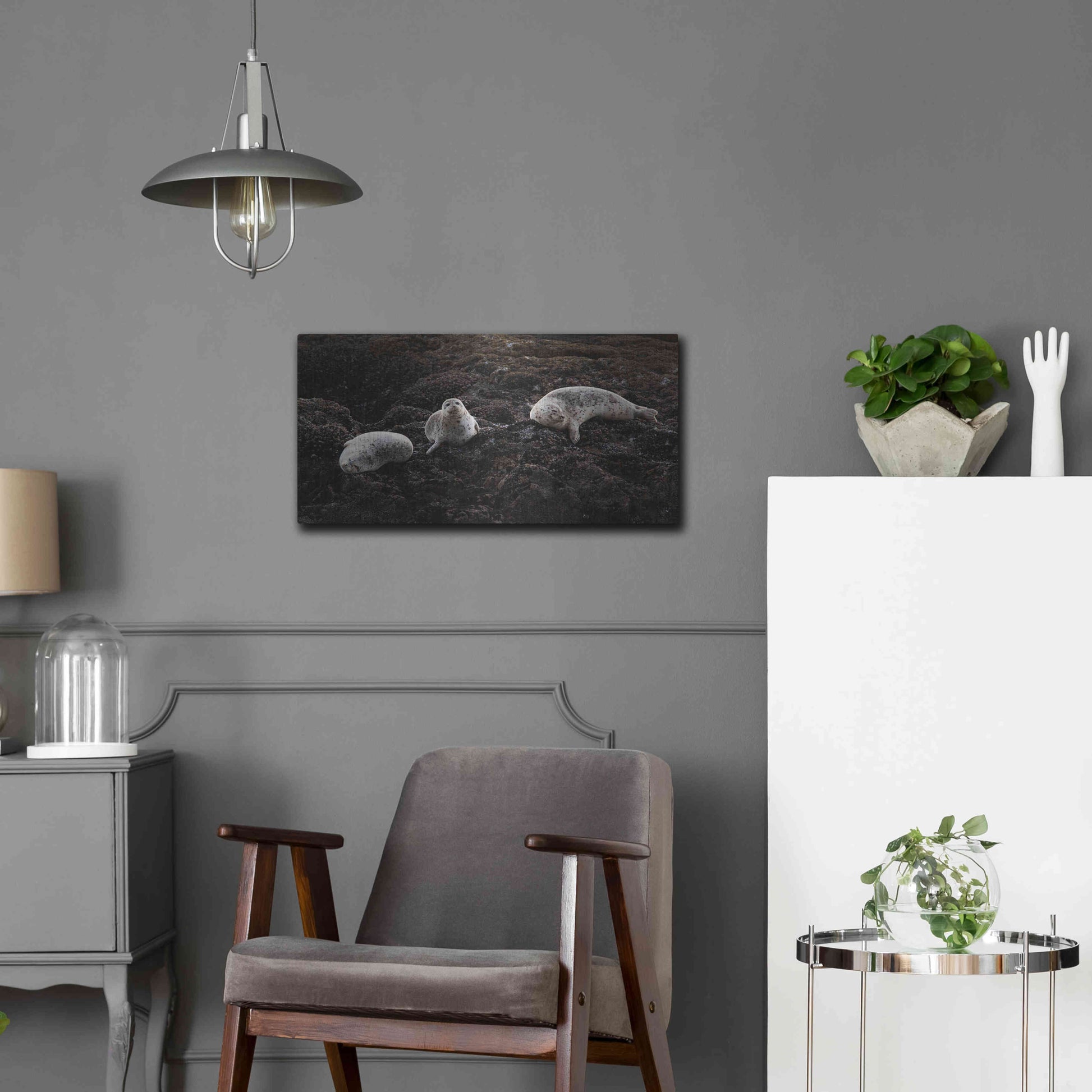 Luxe Metal Art 'Lounging Seals' by Thomas Haney, Metal Wall Art,24x12