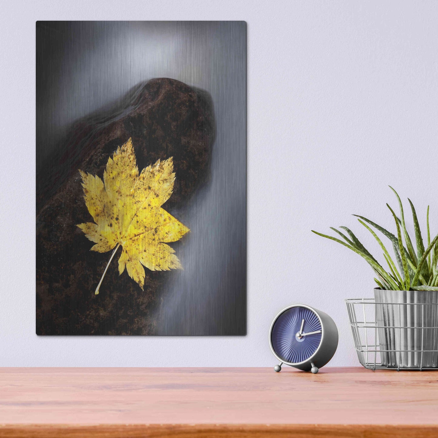 Luxe Metal Art 'Maple Leaf Stranded' by Thomas Haney, Metal Wall Art,12x16