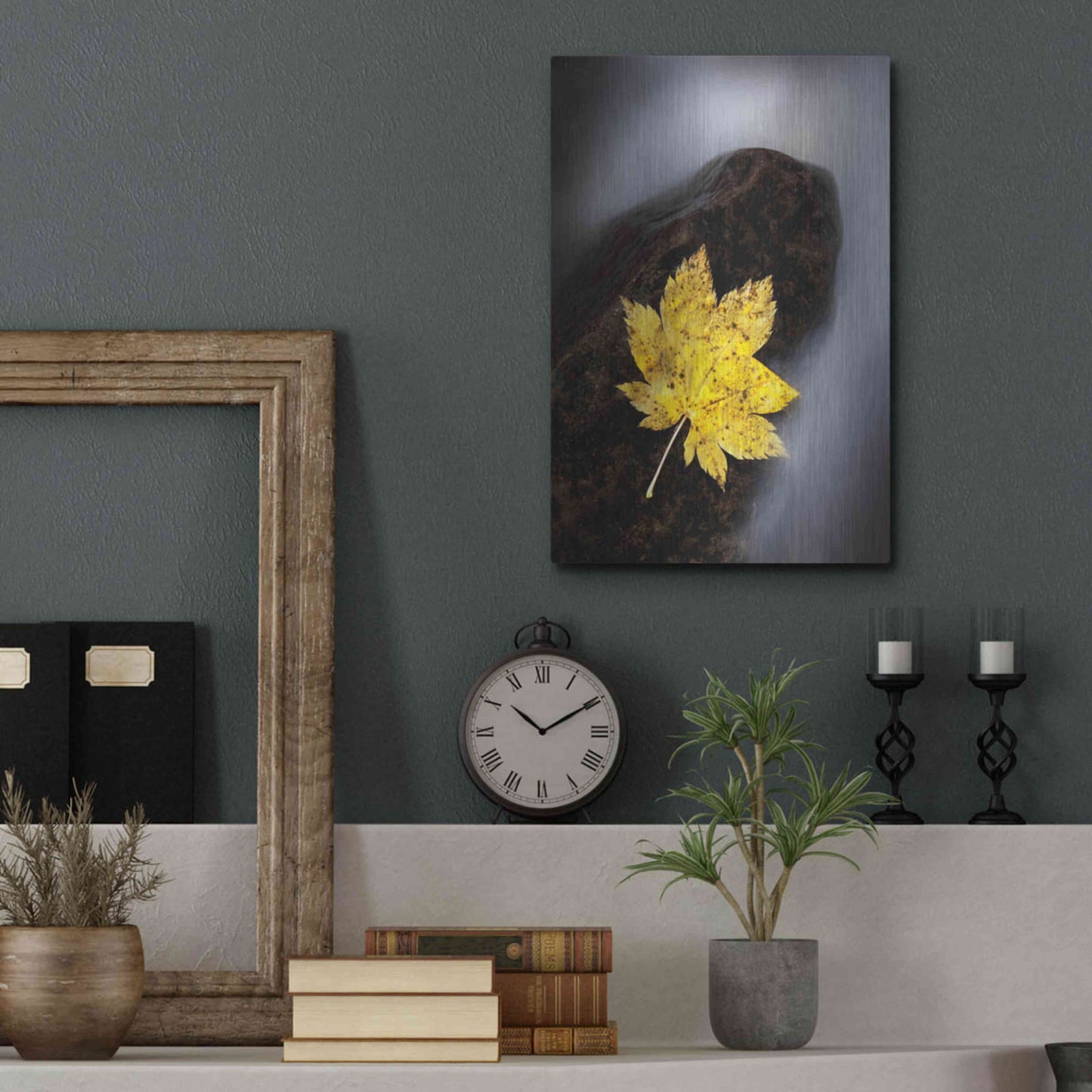Luxe Metal Art 'Maple Leaf Stranded' by Thomas Haney, Metal Wall Art,12x16