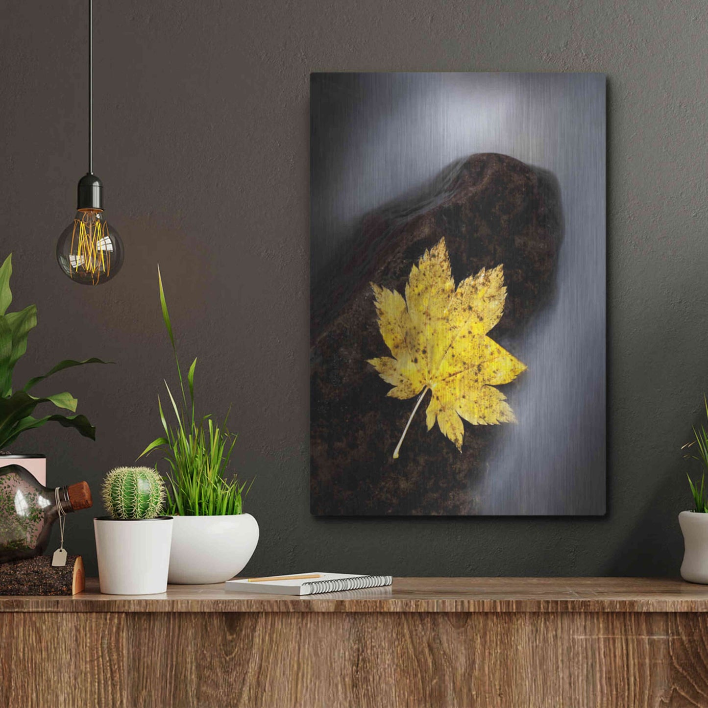 Luxe Metal Art 'Maple Leaf Stranded' by Thomas Haney, Metal Wall Art,12x16