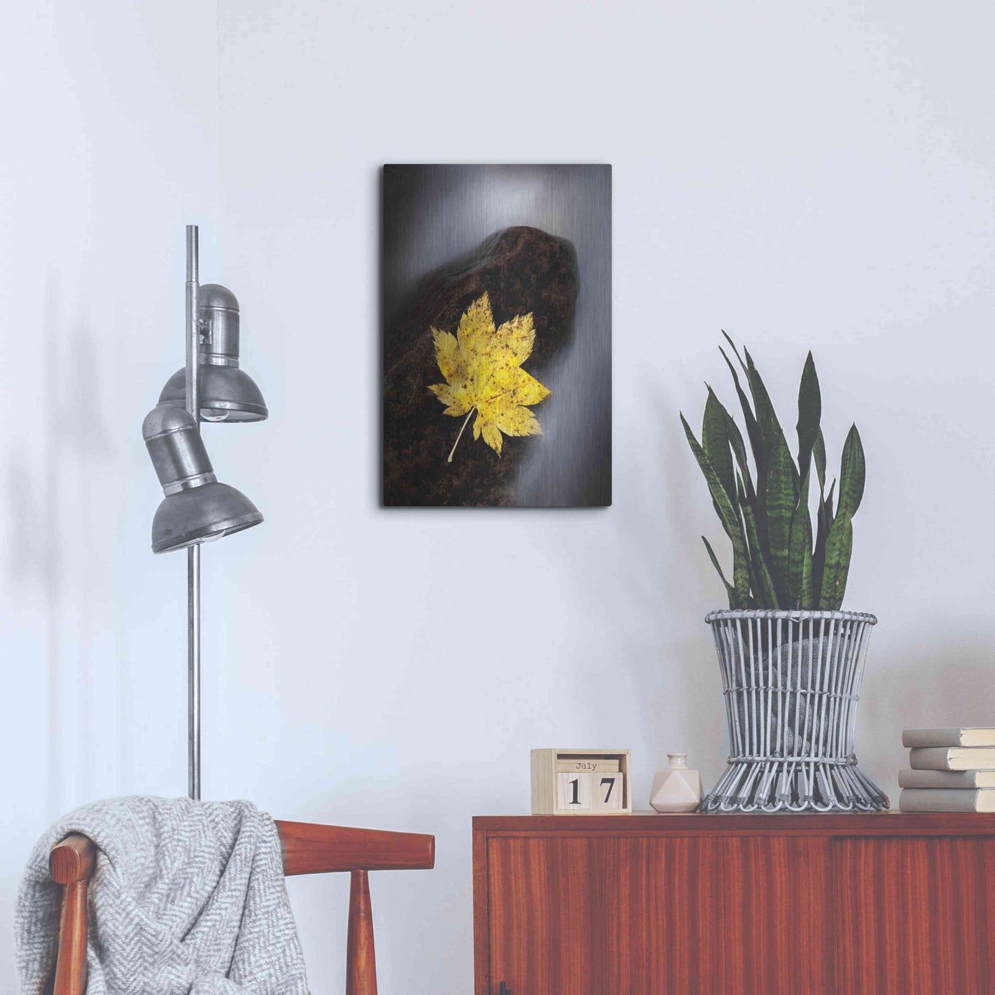 Luxe Metal Art 'Maple Leaf Stranded' by Thomas Haney, Metal Wall Art,16x24