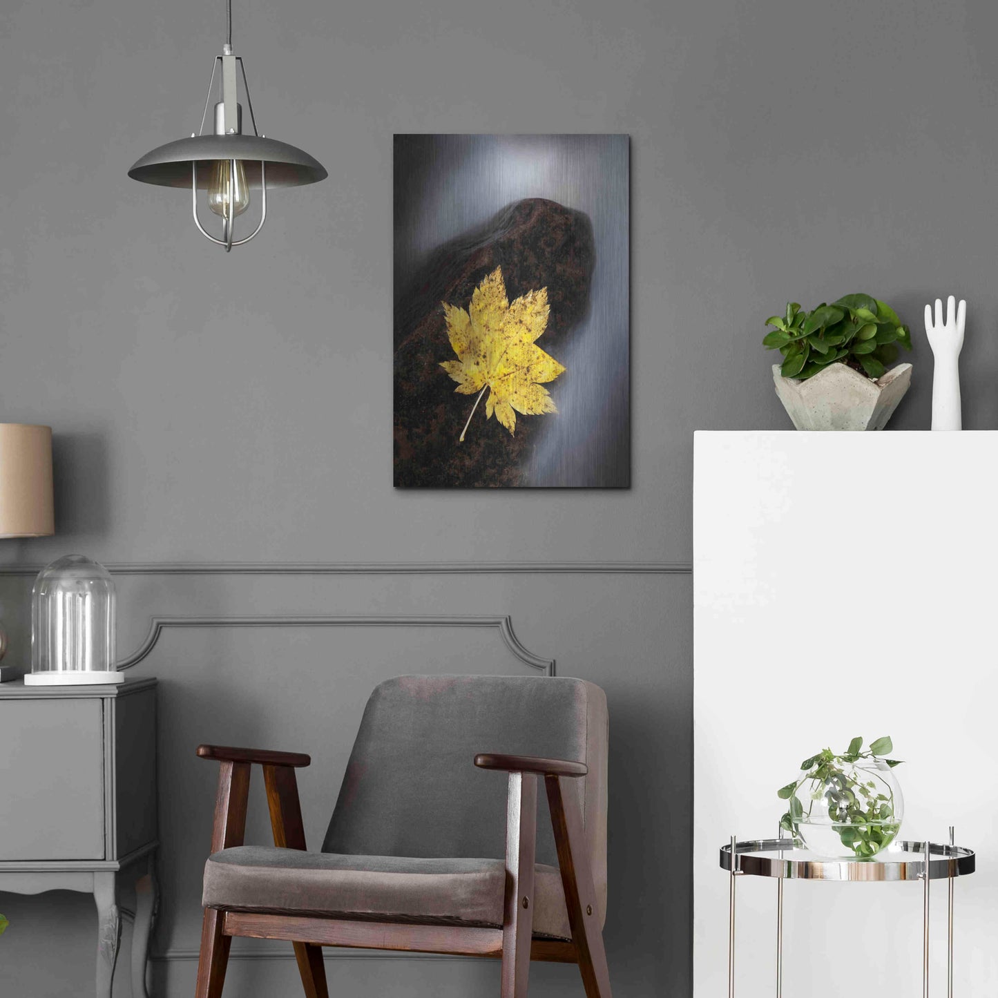 Luxe Metal Art 'Maple Leaf Stranded' by Thomas Haney, Metal Wall Art,16x24