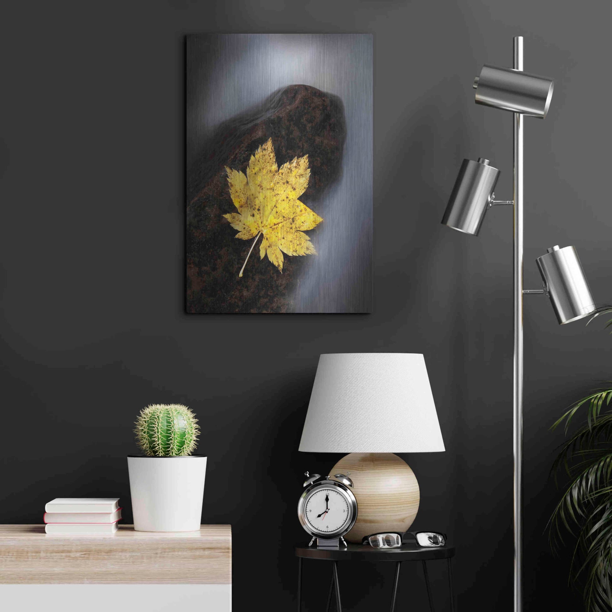 Luxe Metal Art 'Maple Leaf Stranded' by Thomas Haney, Metal Wall Art,16x24