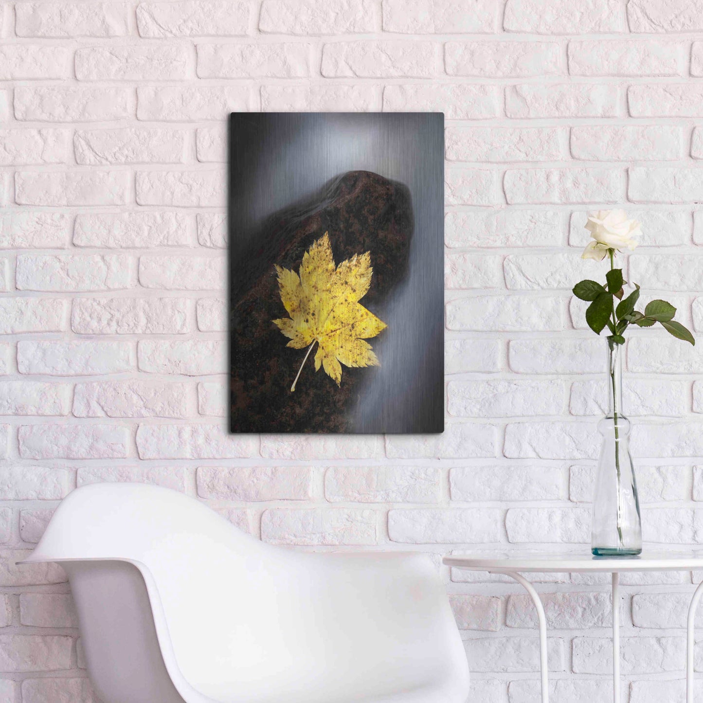 Luxe Metal Art 'Maple Leaf Stranded' by Thomas Haney, Metal Wall Art,16x24