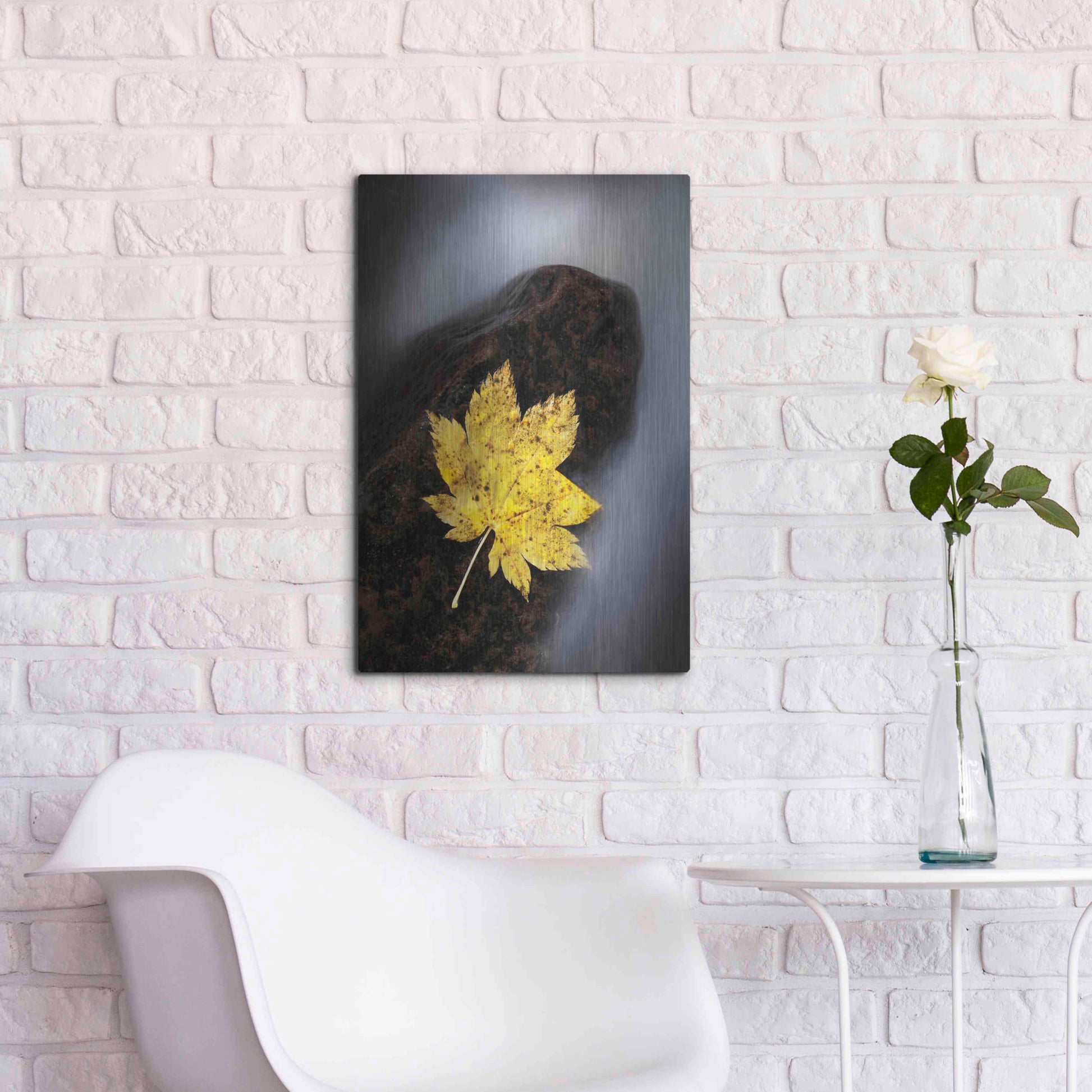 Luxe Metal Art 'Maple Leaf Stranded' by Thomas Haney, Metal Wall Art,16x24