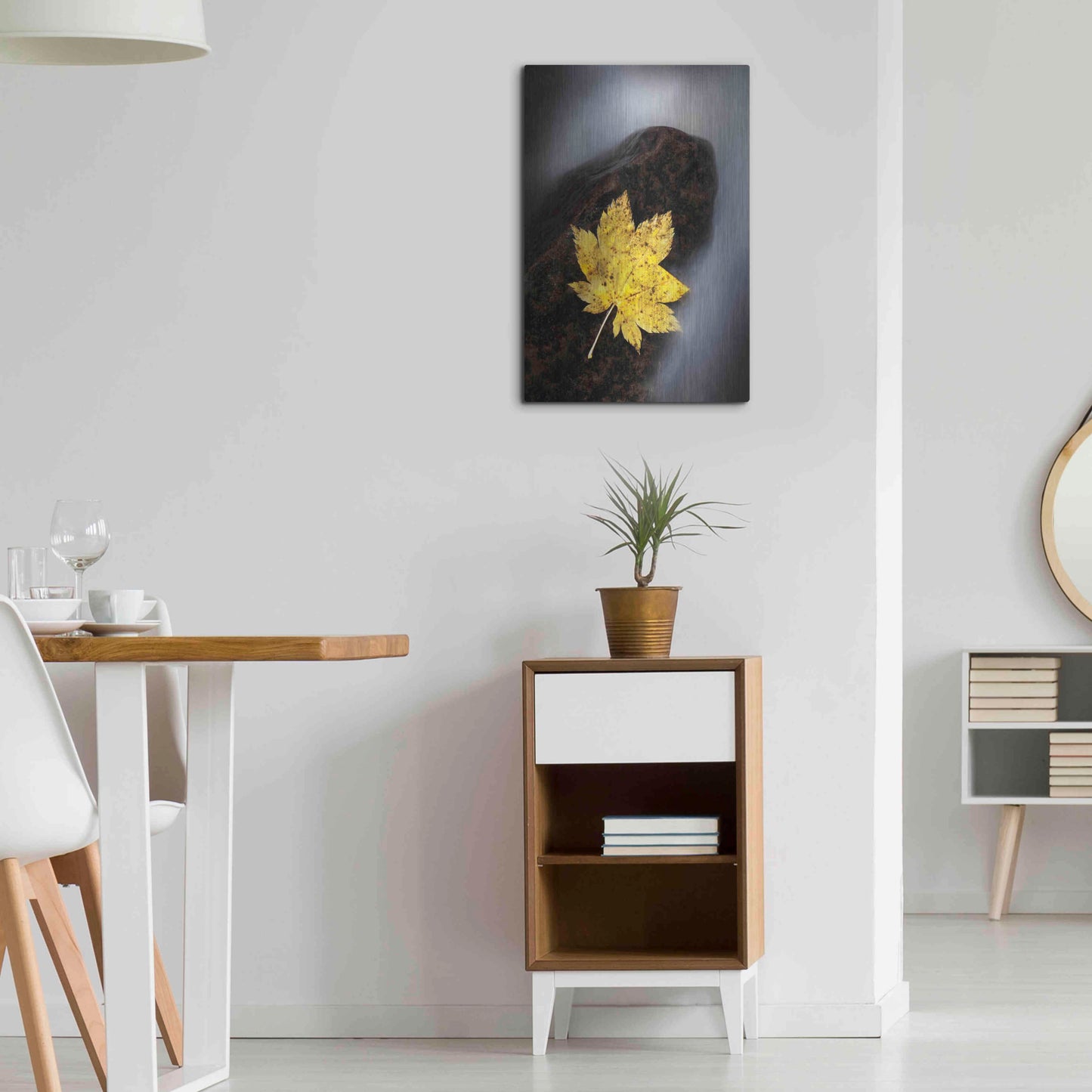 Luxe Metal Art 'Maple Leaf Stranded' by Thomas Haney, Metal Wall Art,16x24