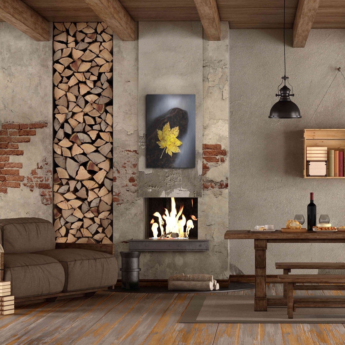 Luxe Metal Art 'Maple Leaf Stranded' by Thomas Haney, Metal Wall Art,24x36