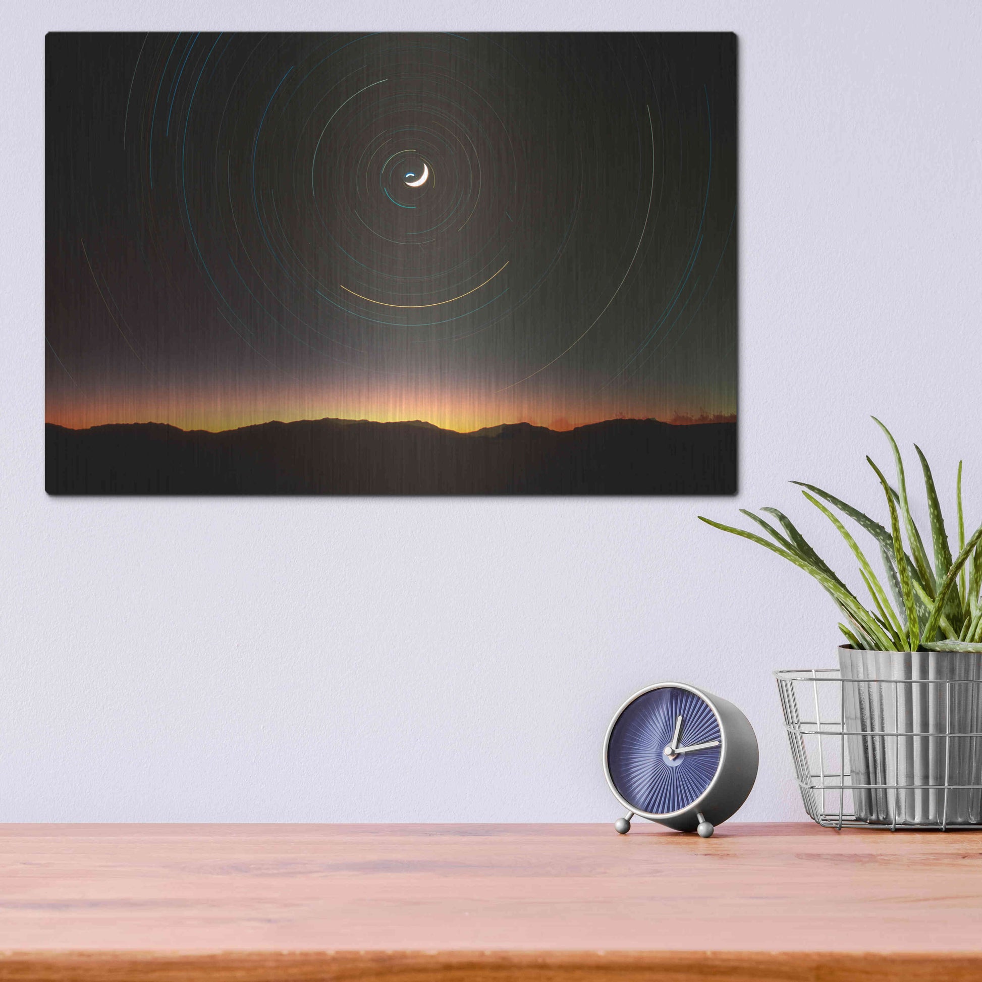 Luxe Metal Art 'Moon North Star' by Thomas Haney, Metal Wall Art,16x12
