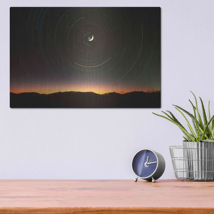 Luxe Metal Art 'Moon North Star' by Thomas Haney, Metal Wall Art,16x12