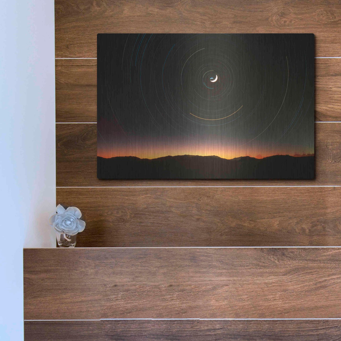Luxe Metal Art 'Moon North Star' by Thomas Haney, Metal Wall Art,16x12