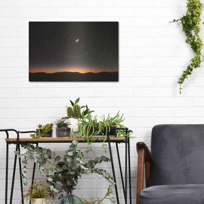 Luxe Metal Art 'Moon North Star' by Thomas Haney, Metal Wall Art,16x12