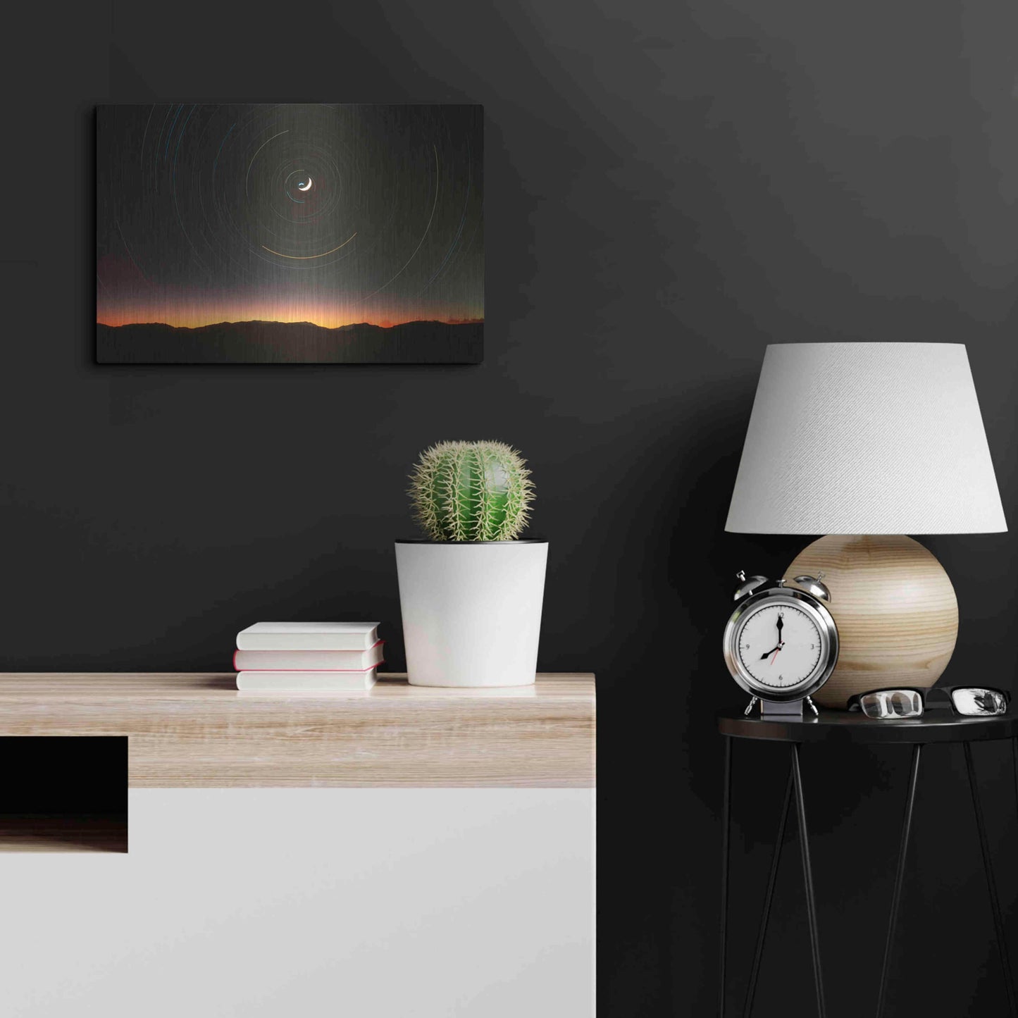 Luxe Metal Art 'Moon North Star' by Thomas Haney, Metal Wall Art,24x16