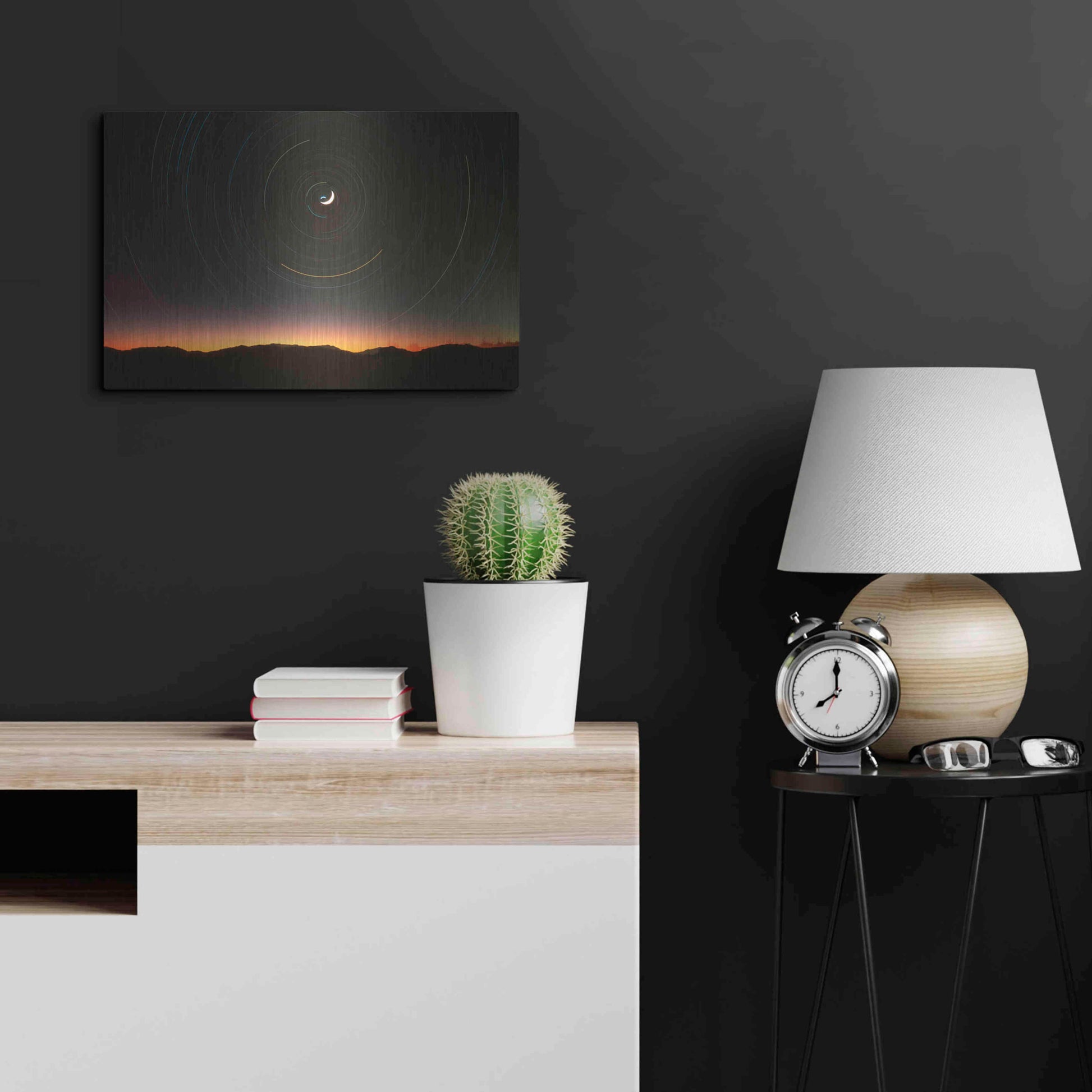 Luxe Metal Art 'Moon North Star' by Thomas Haney, Metal Wall Art,24x16