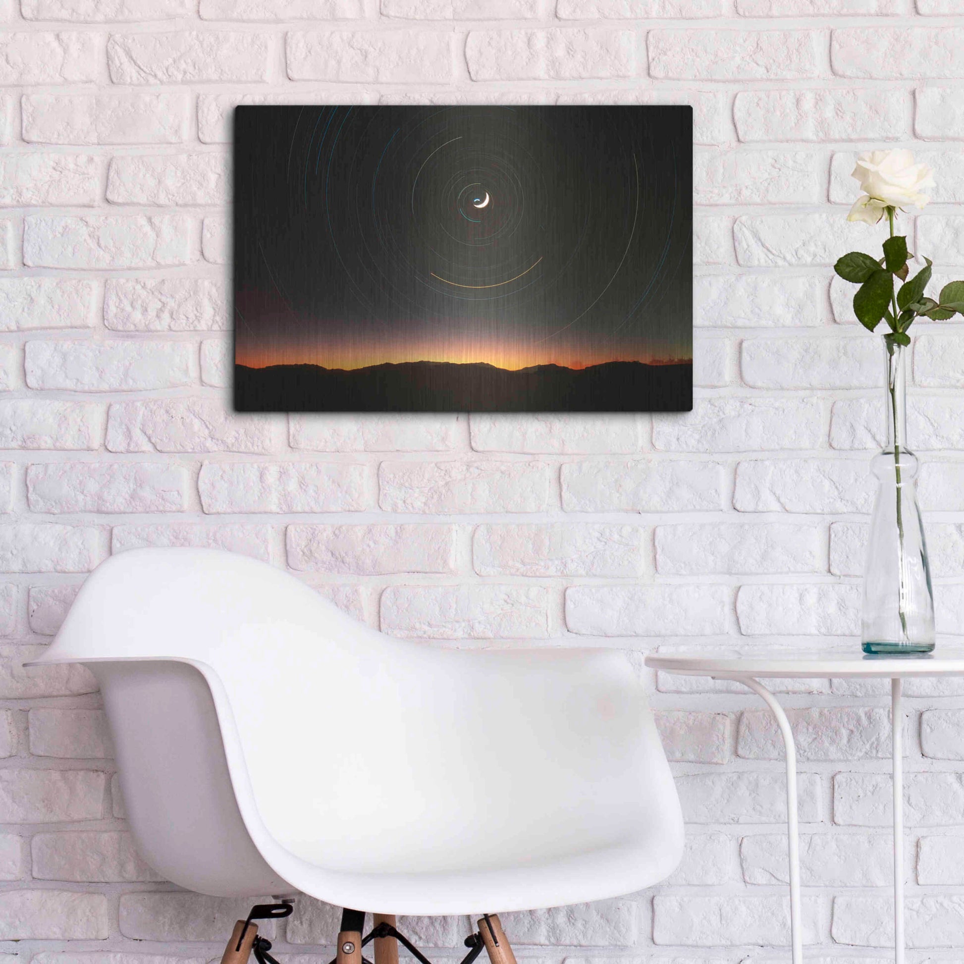 Luxe Metal Art 'Moon North Star' by Thomas Haney, Metal Wall Art,24x16