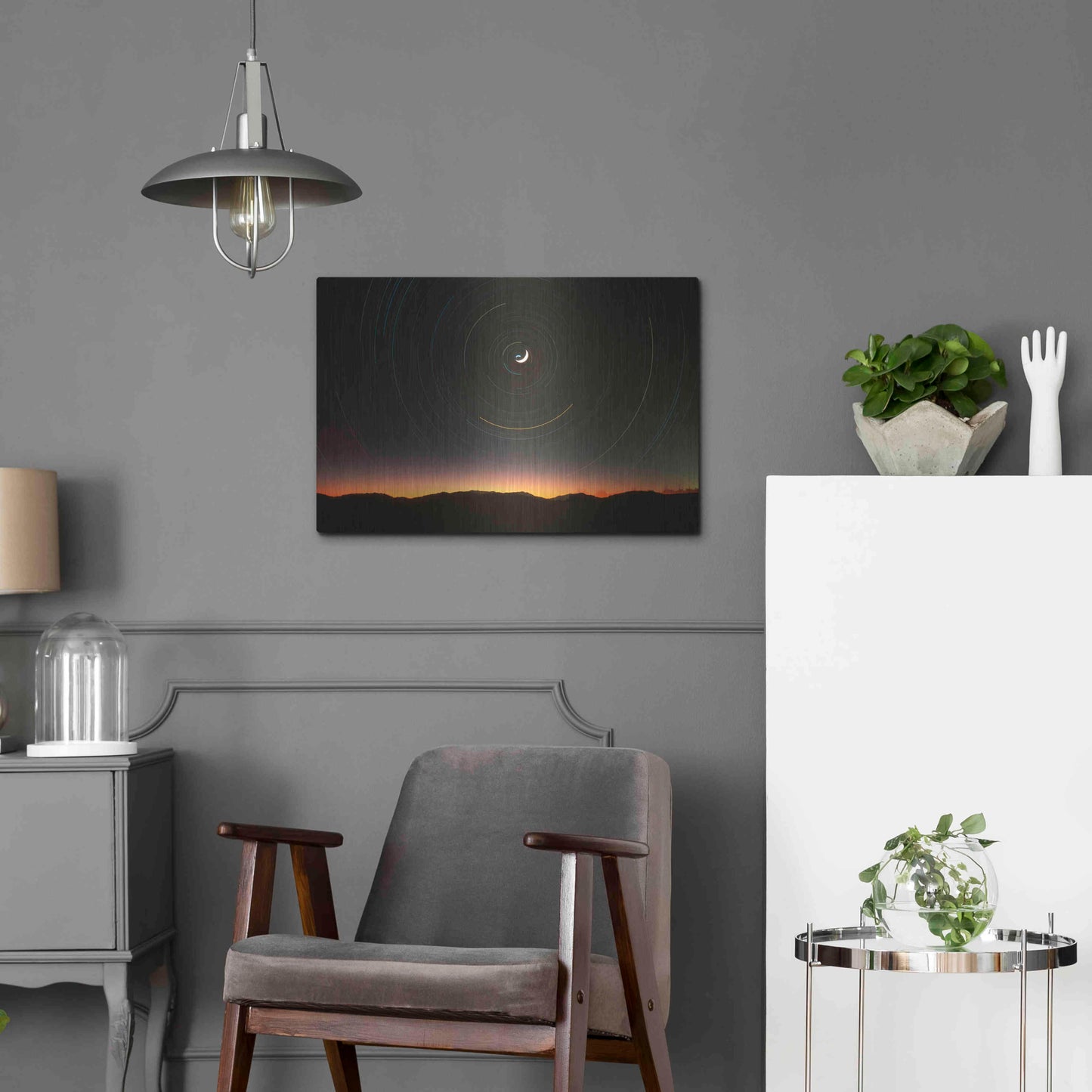 Luxe Metal Art 'Moon North Star' by Thomas Haney, Metal Wall Art,24x16