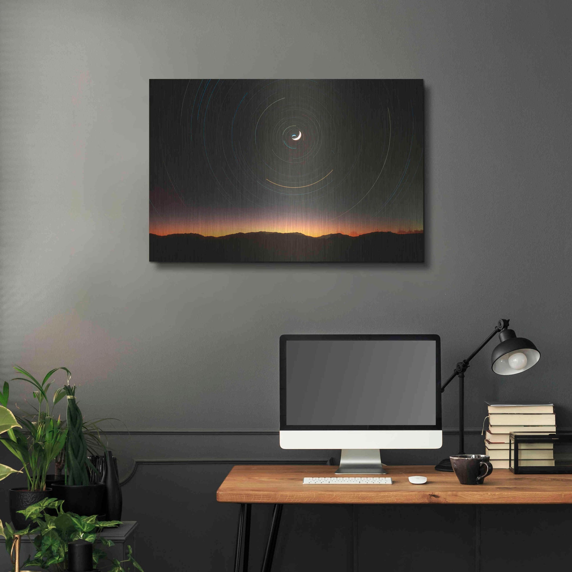 Luxe Metal Art 'Moon North Star' by Thomas Haney, Metal Wall Art,36x24