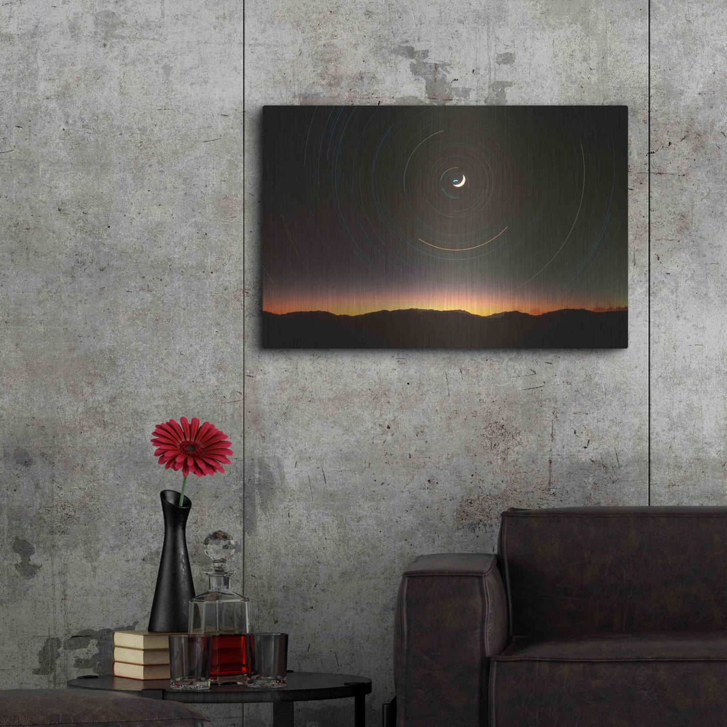 Luxe Metal Art 'Moon North Star' by Thomas Haney, Metal Wall Art,36x24