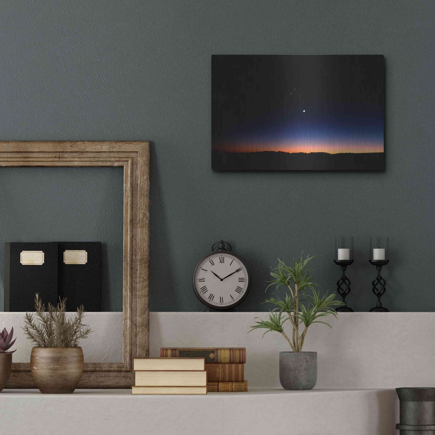 Luxe Metal Art 'Moon Planets' by Thomas Haney, Metal Wall Art,16x12