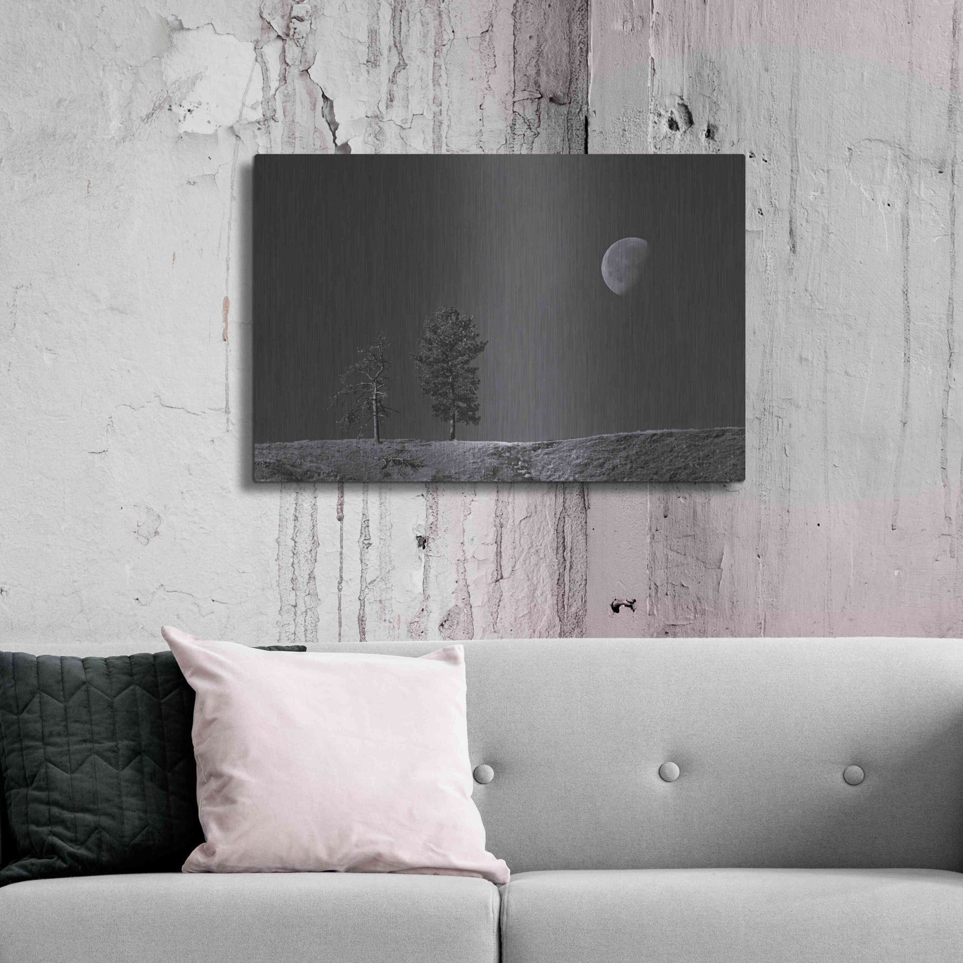Luxe Metal Art 'Moon Trees Hill' by Thomas Haney, Metal Wall Art,36x24