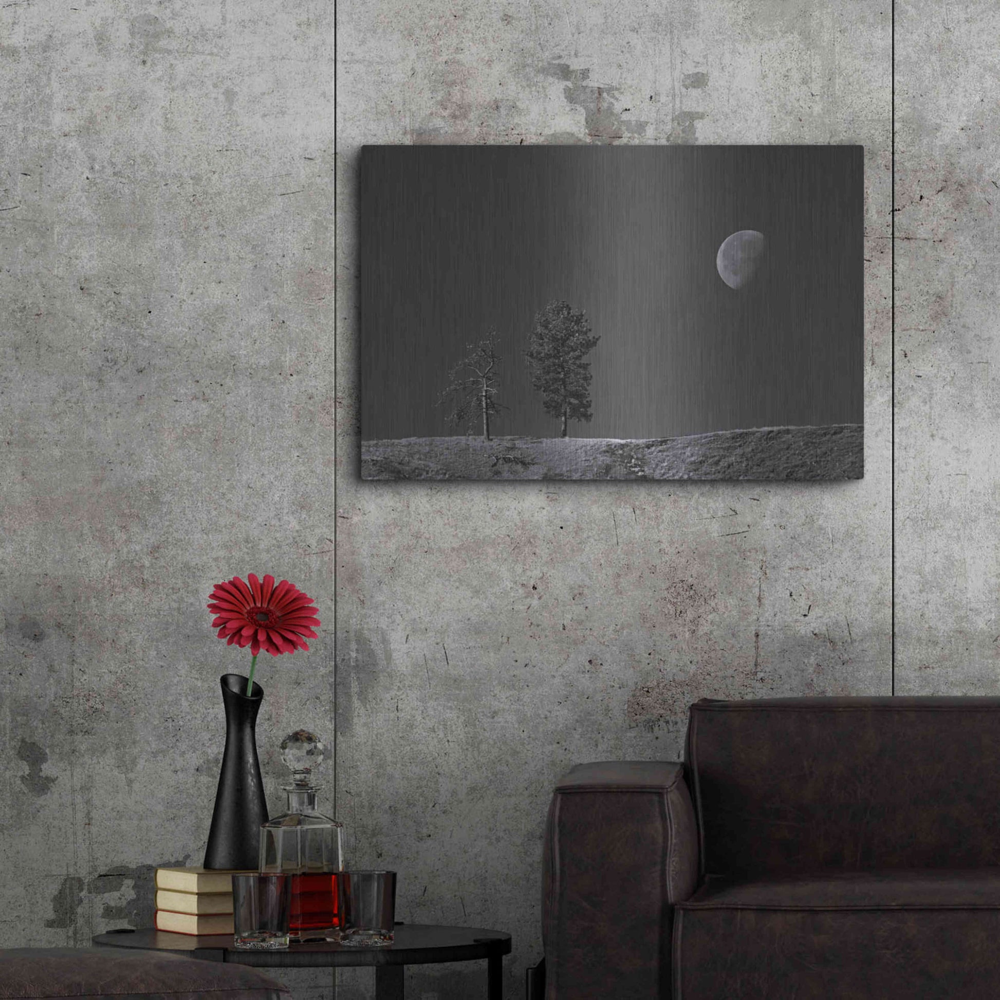 Luxe Metal Art 'Moon Trees Hill' by Thomas Haney, Metal Wall Art,36x24