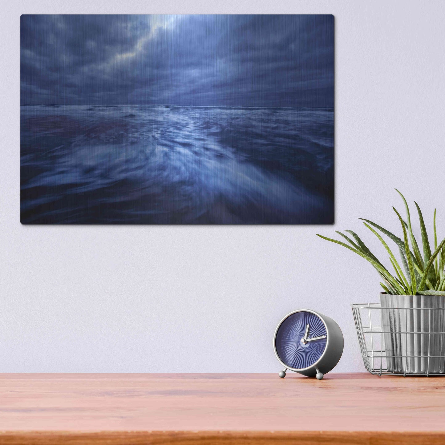 Luxe Metal Art 'Ocean Turmoil' by Thomas Haney, Metal Wall Art,16x12