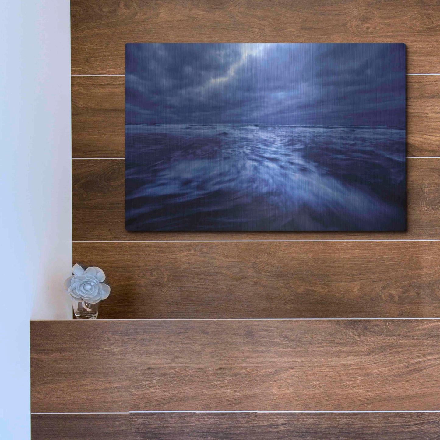 Luxe Metal Art 'Ocean Turmoil' by Thomas Haney, Metal Wall Art,16x12
